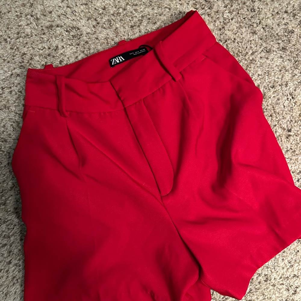 Zara Red High Waist Women Shorts